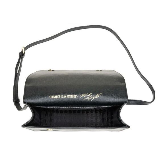 Karl Lagerfeld Paris Simone Gold Cat Studded Leather Crossbody Purse Handbag Bla - Picture 11 of 11